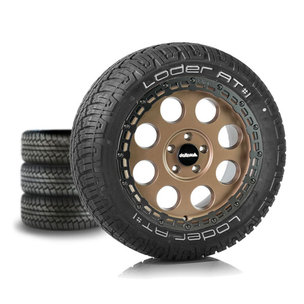 Complete Wheel Set KLASSIK_B RUGGED Sahara Bronze 18x8.5 | LODER Tire AT#1 235/55R18
