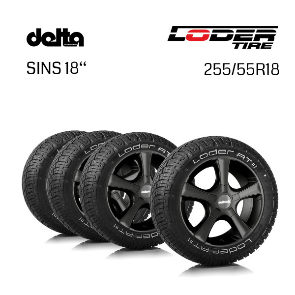 Komplettradsatz Sins 18x8 mit Loder AT#1